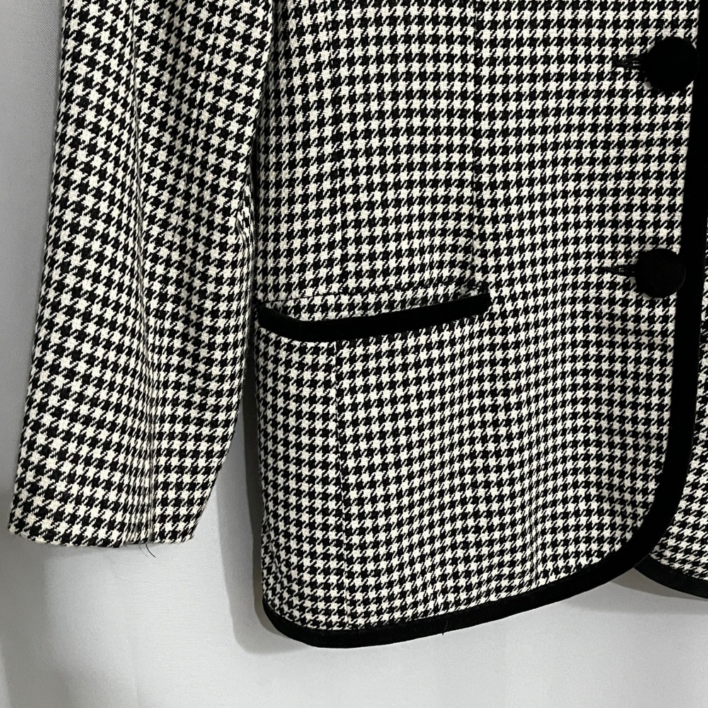 Leslie Fay Blazer‎ Womens 8P Black White Houndstooth 90s Vintage Office Tailored - Picture 8 of 16